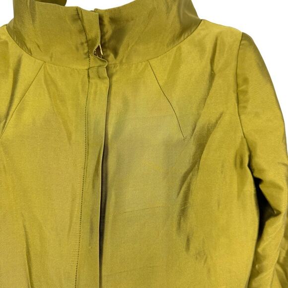 Chicos Travelers Collection Lentil Green Lined Silk Blend Jacket Blazer sz 1 / M - Picture 6 of 16